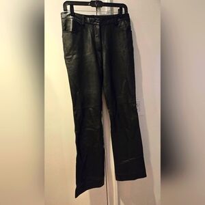 Elie Tahari Black Real Leather Bootcut Pants Size 6